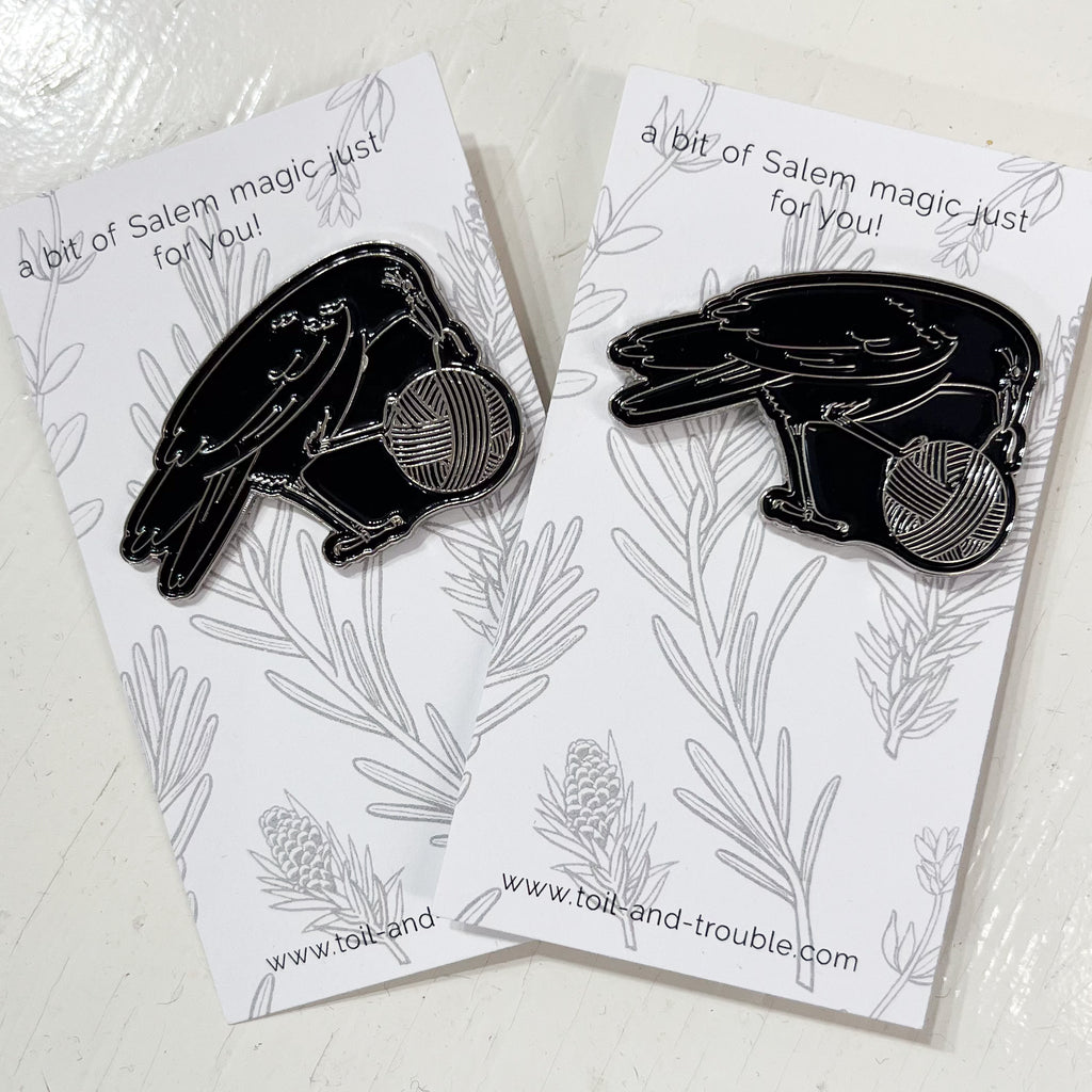 Crows Love Yarn Enamel Pin